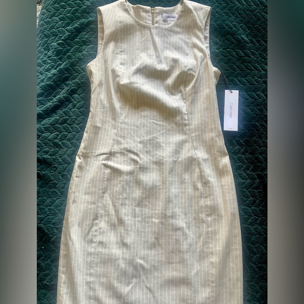 Calvin Klein Beige Striped Mini Dress - SOLD
